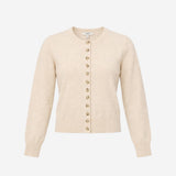 Cardigan Soft Knit Crew Neck Button Front Vanilla 