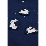 Long Sleeve Bunny Applique Blue T-shirt