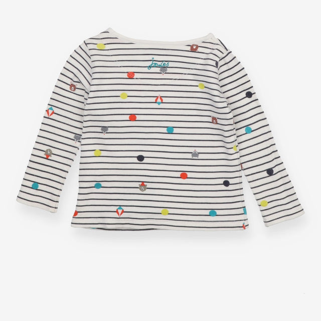 LS striped top with skiing penguin in pocket
