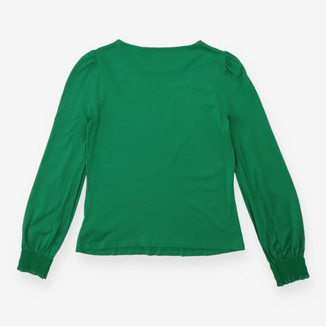 Apple Green Puff‑Shoulder Long Sleeve Top – Modal 
