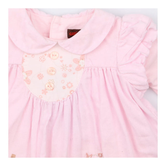 Catamini cord dress with floral embroidery