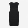 Dress Black Strapless Contrast Stitching Pocket Mi
