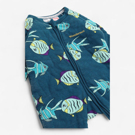 Wondersuit padded sleepsuit green fish