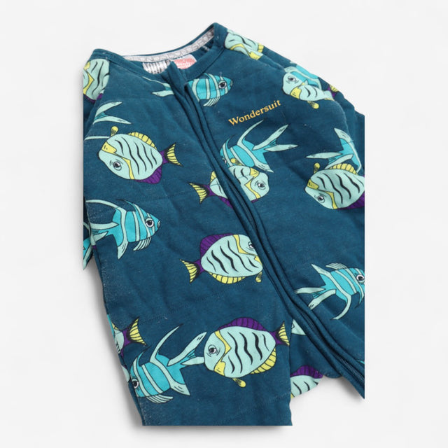 Wondersuit padded sleepsuit green fish