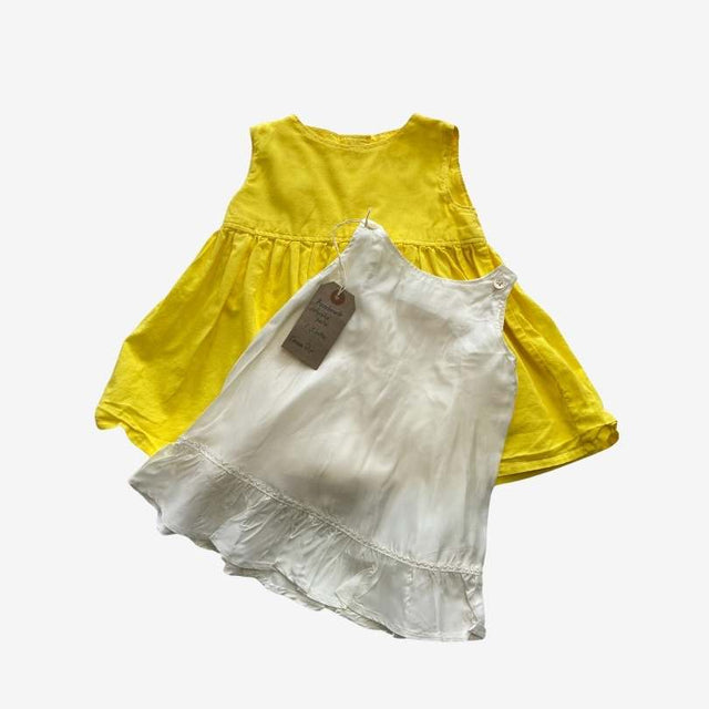 Handmade Yellow Woven Dress with Slip