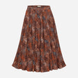 Rust Brown Navy Animal Spot Abstract Print Pleated