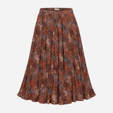 Rust Brown Navy Animal Spot Abstract Print Pleated