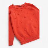 Orange Knit Sweater with pompoms 