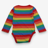 Bodysuit LS rainbow stripe red edging
