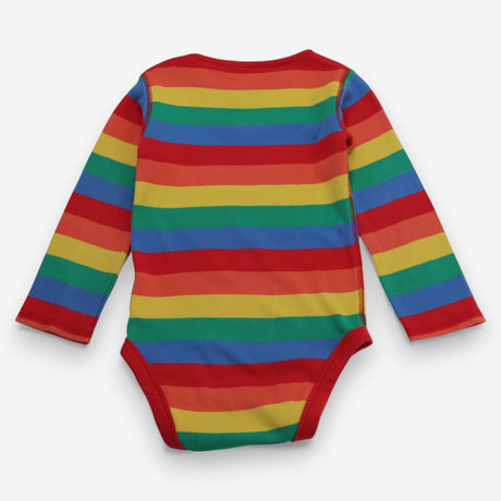 Bodysuit LS rainbow stripe red edging