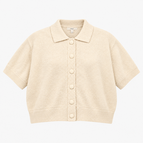 Cardigan Natural Cotton Polyester Collared Texture