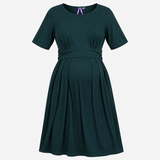 Dark Teal Layered Maternity and Nursing Midi Dress