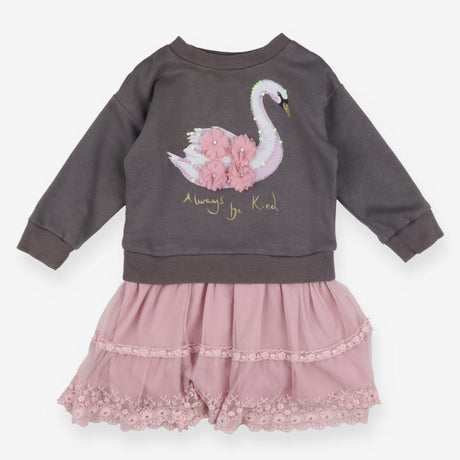 Dress swan grey top pink skirt 