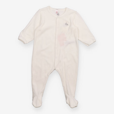 Sleepsuit Velour White with Bunny Applique