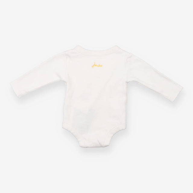Bodysuit white  LS yellow hare popper
