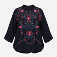 Navy Blue 100% Viscose Floral Embroidered Sequin B