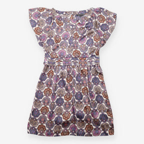 Purple Paisley Short Sleeve Midi Dress