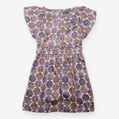 Purple Paisley Short Sleeve Midi Dress