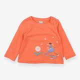 T-Shirt Long Sleeved Orange Ice Skating Stars