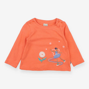 T-Shirt Long Sleeved Orange Ice Skating Stars