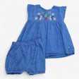 Blouse and Bloomer Set Blue Woven with Squirrels