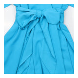 Maxi Dress Turquoise Sleeveless Neck Tie and Belt