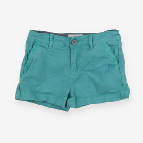 Shorts green embroidery pocket