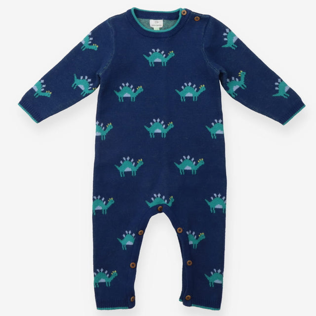 Romper knit blue dinosaurs