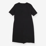 Black Formal Dress – Gathered Waist, Short Sleeve