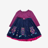 Blue and Pink Stripe Top Owl Dress