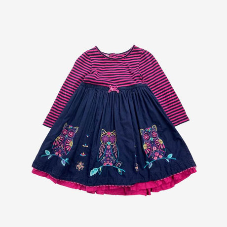 Blue and Pink Stripe Top Owl Dress
