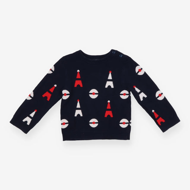 Sweater Navy red white objects 