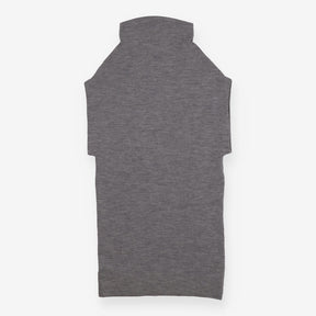 Grey Funnel Neck Merino Wool Sleeveless Dress