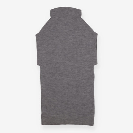 Grey Funnel Neck Merino Wool Sleeveless Dress