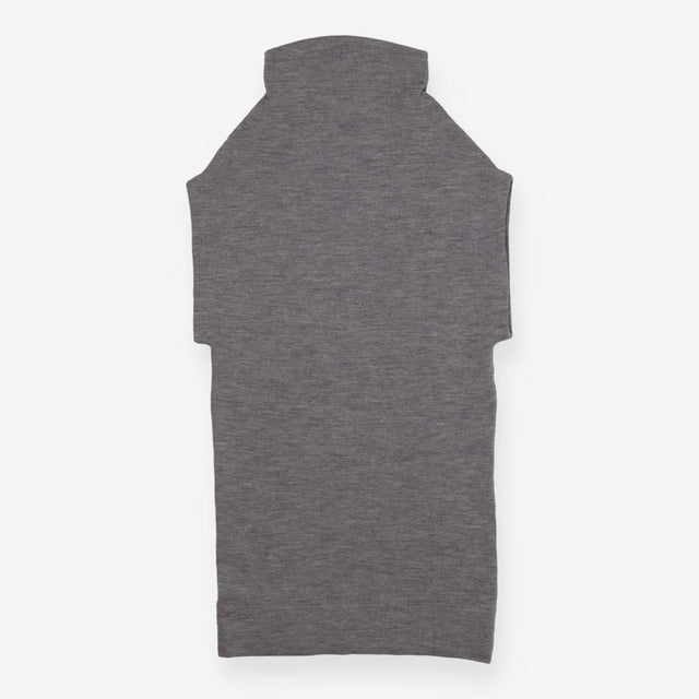 Grey Funnel Neck Merino Wool Sleeveless Dress