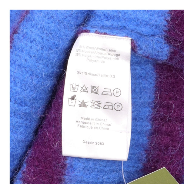 Blue Burgundy Striped Alpaca Wool Roll-Neck Jumper