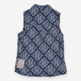 Shirt sleeveless blue paisley tie up