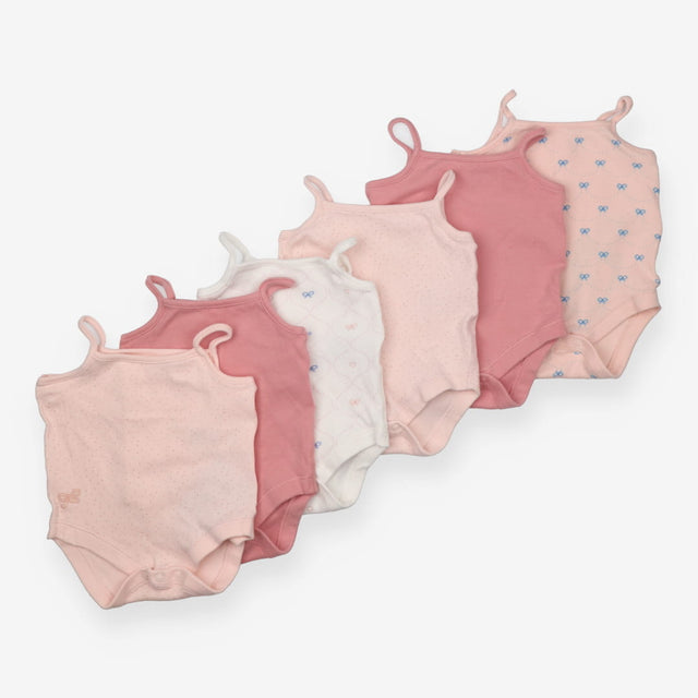 Vest 6 pack pink and white with bow
