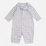 Pyjama onesie grey white check collar