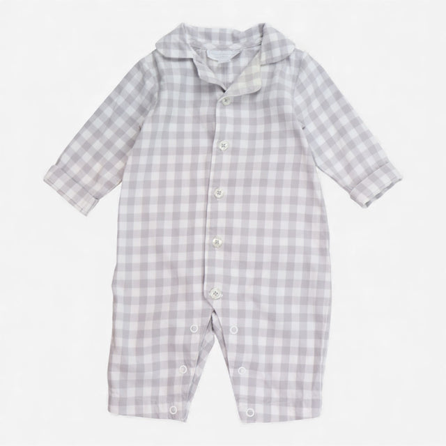 Pyjama onesie grey white check collar