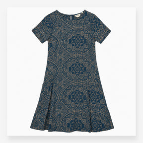 Dress Blue Tile Patterned Jersey Short Sleeve