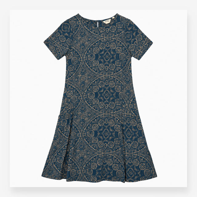 Dress Blue Tile Patterned Jersey Short Sleeve