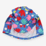 Blue Flowers Swim Hat + Neck Protection