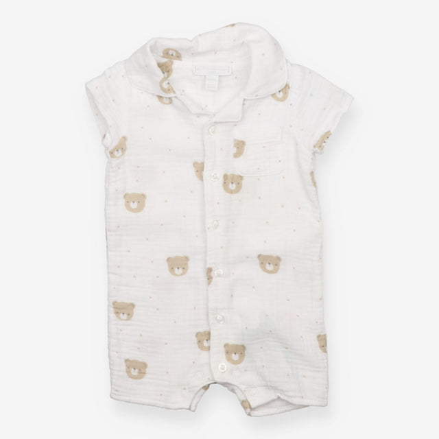 Romper White Muslin Bears