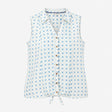 Top Sleeveless Geometric Pattern White Blue