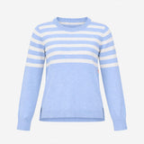 Jumper Light Blue White Striped Crew Neck