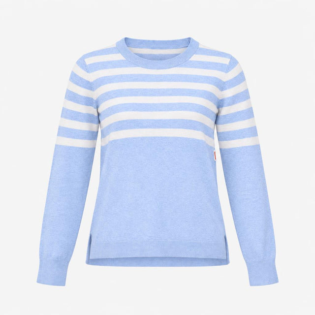 Jumper Light Blue White Striped Crew Neck