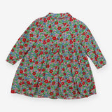 Collared Dress Green and Red Floral with Robins