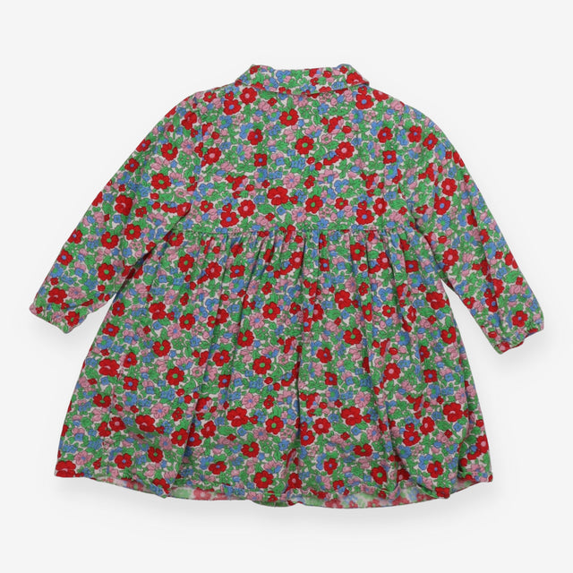 Collared Dress Green and Red Floral with Robins