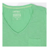 Green Oversized V Neck Pocket T-Shirt Cotton